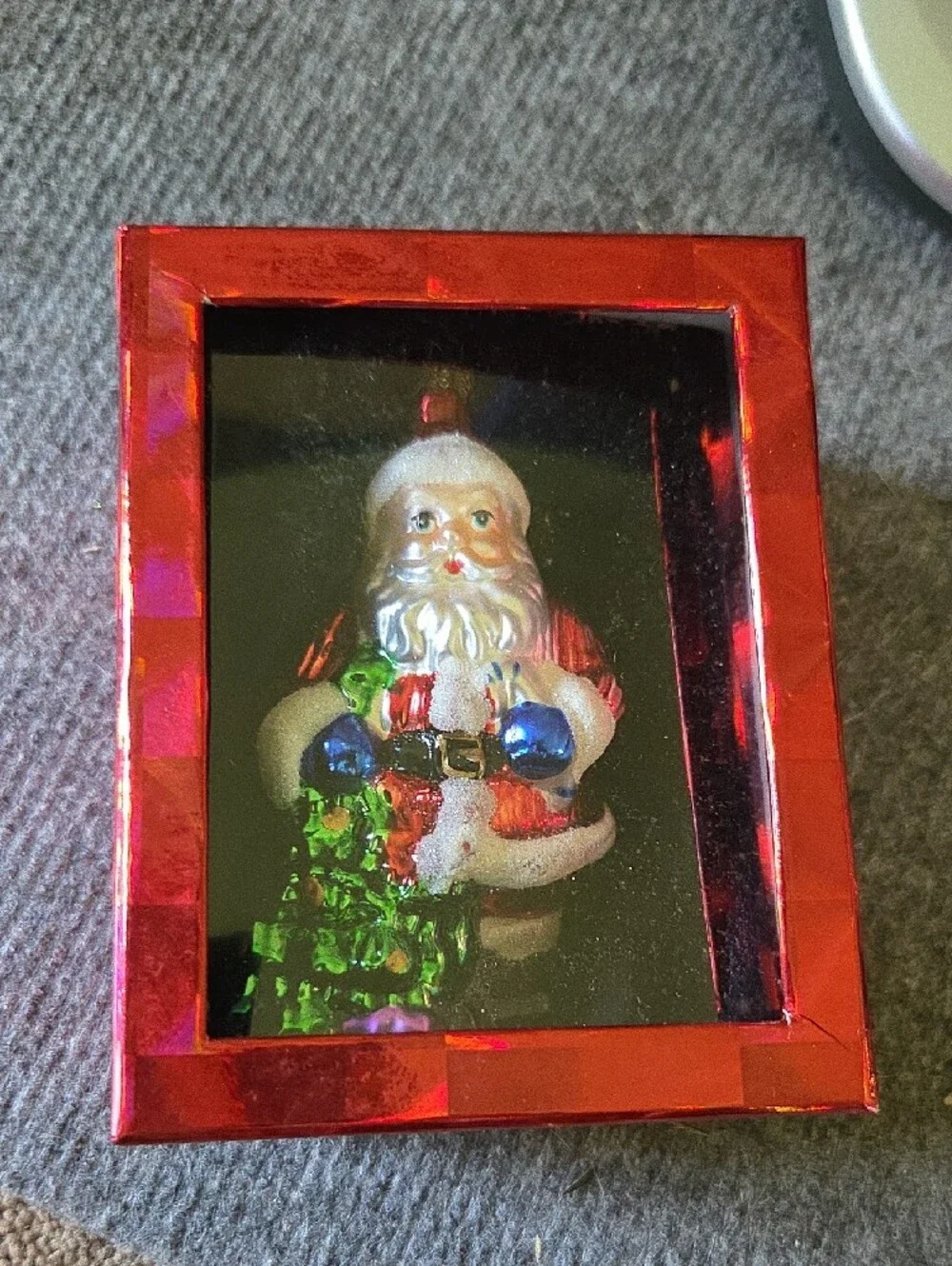 Target Santa Glass Ornament - Red, White, Green with Blue & Purple Accents